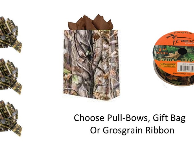 Next Camo Ribbon, Camouflage Ribbon, Camouflage  Grosgrain Ribbon, Camouflage Gift bag, camouflage Bows