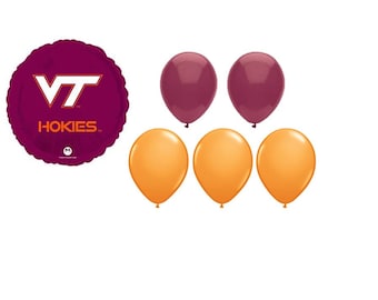 Virginia Tech University Balloons, Virginia Tech University Hokies Balloons, Virginia Tech Napkins, Virginia Tech Plates
