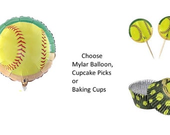 Girls Fastpitch Baking Cups, Fast Pitch Cupcake Picks, Fast Pitch Balloon