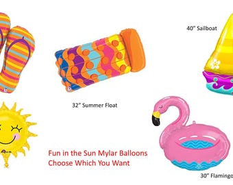 Fun in the Sun Balloons, Summer Fun Balloons, Sun Balloon, Sailboat Balloon, Summer Float Balloon, Flip Flop Balloons