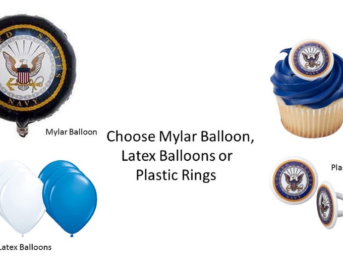 United States Navy Balloon, United States Navy Cupcake Decoration, United States Navy Rings