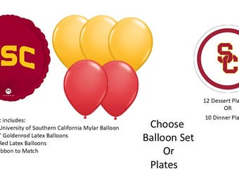 University of Southern California Balloons, USC Balloons, USC Plates