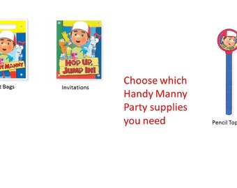 Handy Manny Loot Bags, Handy Manny Cups, Handy Manny Invitations, Handy Manny Treat Boxes
