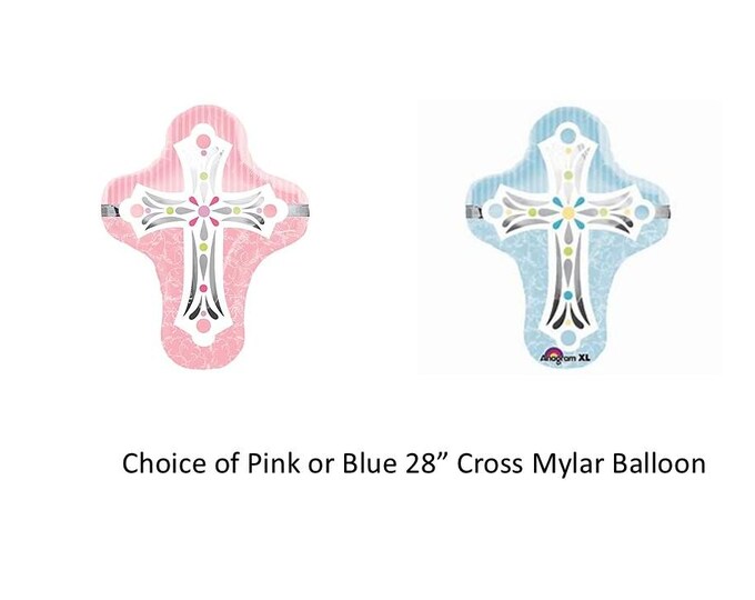 Cross Mylar Balloon - Pink or Blue