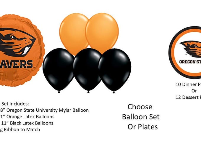 Oregon State University Balloons, Beavers balloons, Oregon State Beavers Balloons, Oregon State Plates