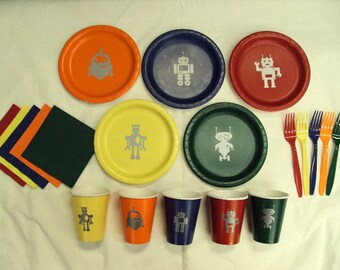 Robotics Party Tableware Set for 5 People