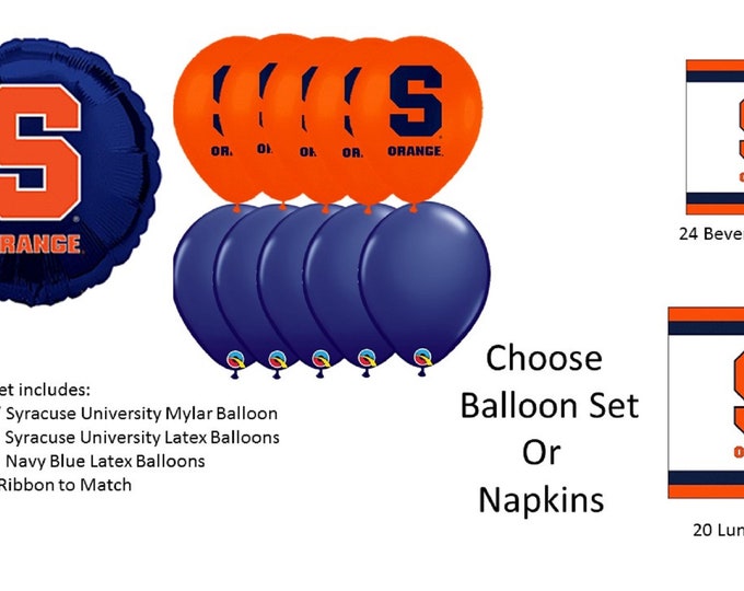 Syracuse University Balloons, Syracuse University Orangemen Balloons, Syracuse University Napkins, Orangemen Napkins