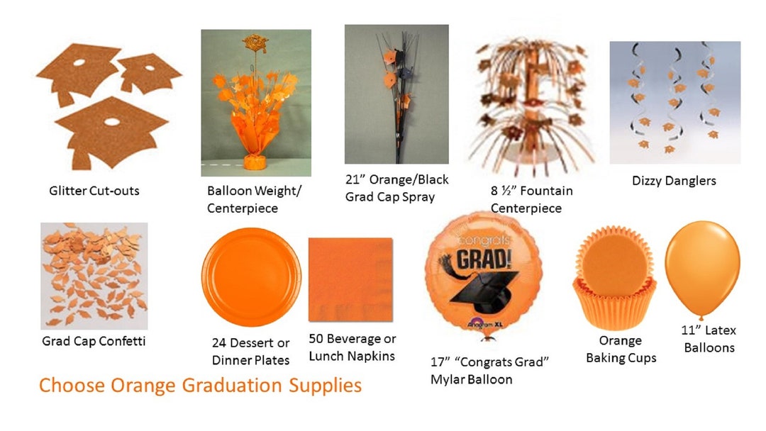 Orange Graduation Decorations Orange Grad Mylar Balloons Etsy