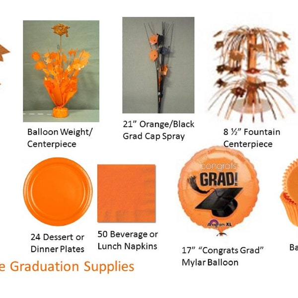 Orange Graduation Decorations, Orange Grad Mylar Balloons, Orange Graduation Decor,