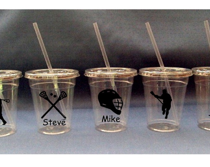 Lacrosse Cups with Lids and Straws