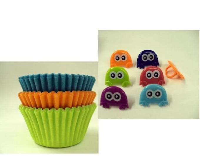 Critters rings with assorted color baking cups