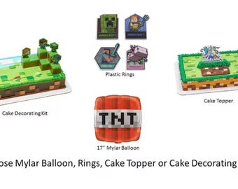 Minecraft Rings, Minecraft Cake Topper, Minecraft Balloon, Minecraft Cake Decorating Kit