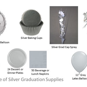 Silver Graduation Decorations Silver Grad Mylar Balloons image 1