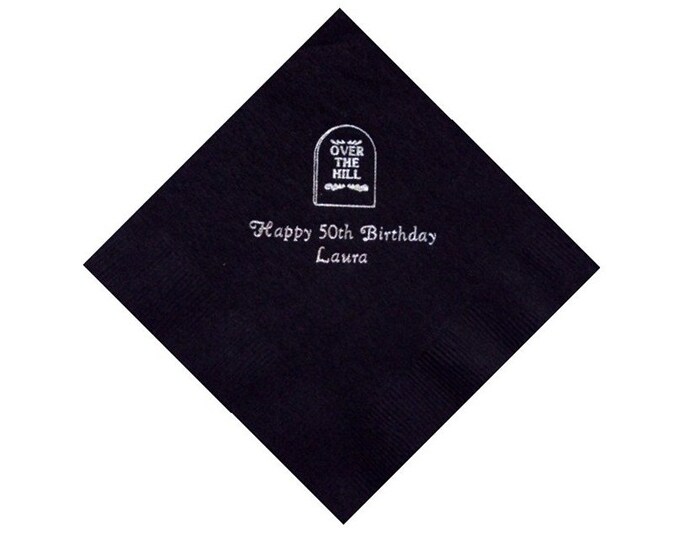 Over the Hill Personalized Beverage Napkins, Over the Hill Napkins