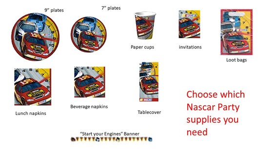 Nascar Napkins Plates Banner Cups Tablecover Invitations Loot Etsy