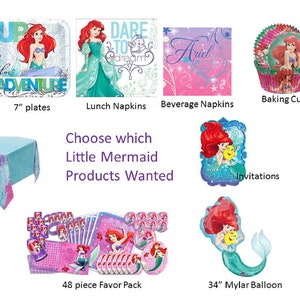 Little Mermaid Plates Napkins Favor Pack Invitations Tiaras Tablecover Baking Cups