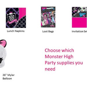 Monster High Napkins, Monster High Invitations, Monster High Baking cups, Monster High Balloons,