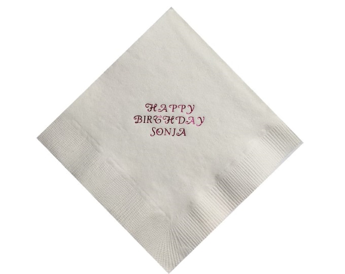 Happy Birthday Personalized Beverage Napkins with Name