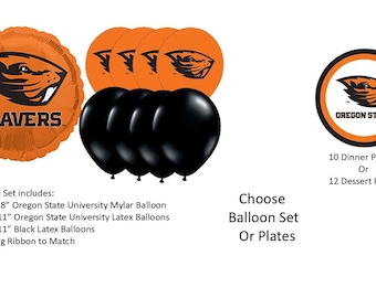Oregon State University Balloons, Beavers balloons, Oregon State Beavers Balloons, Oregon State Plates