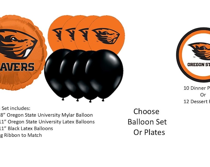 Oregon State University Balloons, Beavers balloons, Oregon State Beavers Balloons, Oregon State Plates