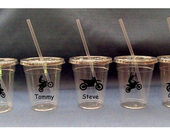 Motocross Cups with lids and straws