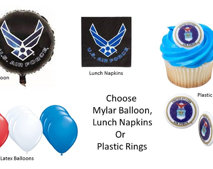 United States Air Force Balloon, United States Air Force Napkins, United States Air Force Cupcake, United States Air Force Rings