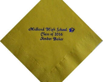 Graduation Beverage Napkins with School Name, Student Name and Year - Class of 2024