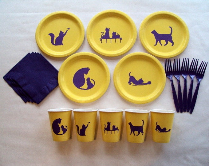 Kitten Tableware Set for 5 People, Cat Tableware