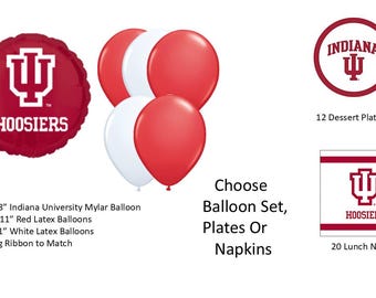 University of Indiana balloons, Indiana University Napkins, University of Indiana napkins, Indiana Plates, Indiana Tablecover