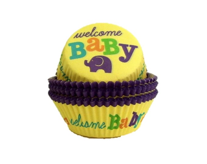 Welcome Baby Baking Cups, Baby Shower Cupcake Papers, Baby Baking Cups