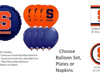 Syracuse University Balloons, Syracuse University Orangemen Balloons, Syracuse University Napkins, Orangemen Napkins
