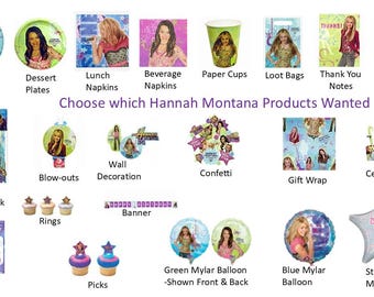 Hannah Montana Plates, Hannah Montana Napkins, Hannah Montana Balloons, Hannah Montana Favors