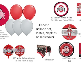 Ohio State Balloons, Ohio State Napkins, Ohio State Tablecover, Ohio State Lunch Napkins, Ohio State Plates