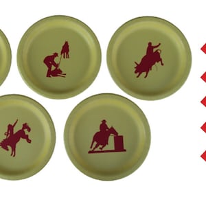 Rodeo Dinner Plates with Solid Color Lunch Napkins Set for 5 People, Rodeo 9&quot; Plates