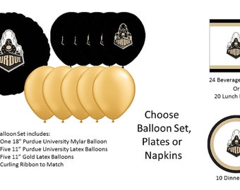 Purdue University Balloons, Purdue University Boilermakers balloons, Purdue University Napkins, Purdue Plates