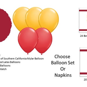 University of Southern California Balloons, USC Balloons, University of Southern California Napkins, USC Plates