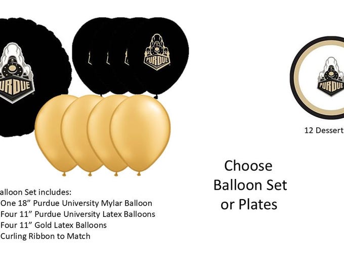 Purdue University Balloons, Purdue University Boilermakers balloons, Purdue University Napkins, Purdue Plates