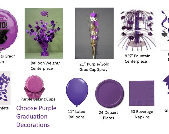 Purple Graduation Decorations, Purple Grad Mylar Balloons, Purple Graduation Decor,