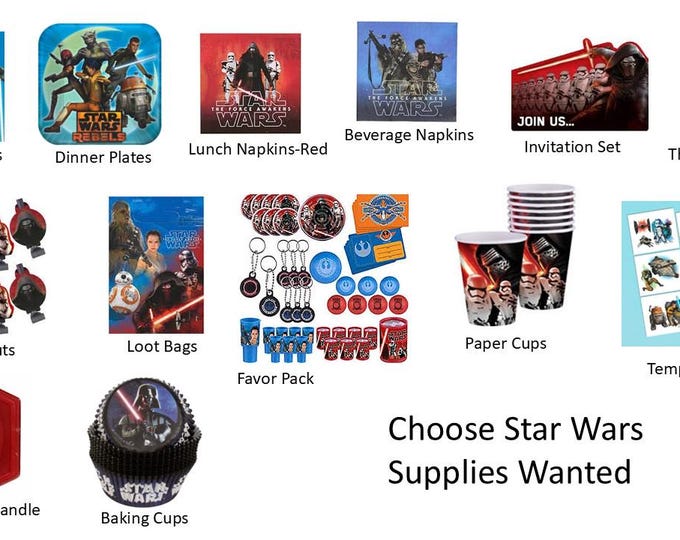 Star Wars Napkins, Invitations, Cups, Blow-outs, Candle