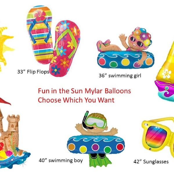 Fun in the Sun Balloons, Summer Fun Balloons, Sun Balloon, Sailboat Balloon, Sand Castle Balloon, Flip Flop Balloons