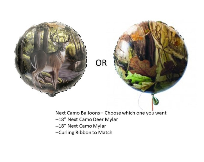 Deer or Camo Mylar Balloons, Deer Balloons, Next Camo Balloons, Camouflage Balloopn