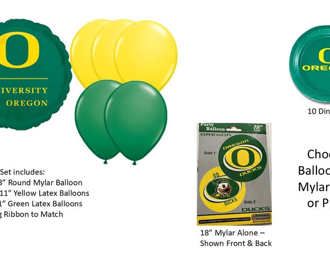 University of Oregon Balloons, University of Oregon Plates
