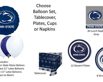 Penn State University Balloons, Penn State Napkins, Penn State Plates, Penn State Lunch Napkins, Penn State Tablecover