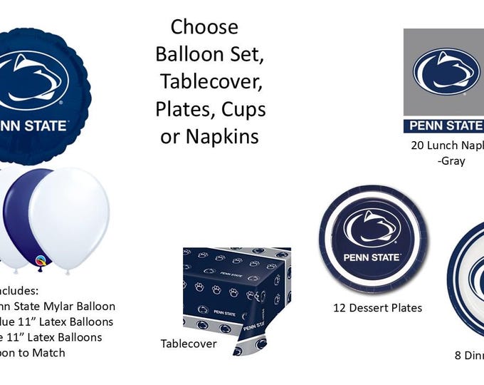 Penn State University Balloons, Penn State Napkins, Penn State Plates, Penn State Lunch Napkins, Penn State Tablecover