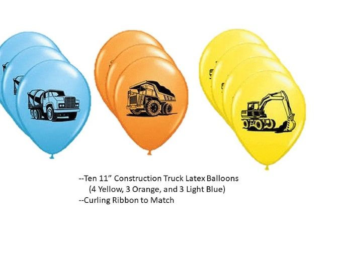 Construction Truck Balloons, Construction Truck Latex Balloons