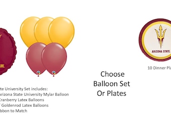 Arizona State Balloons, Sun Devils Balloons, Arizona State Plates, Arizona State University Balloons