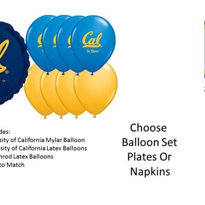 University of California Balloons, University of California Bears balloons, University of California napkins