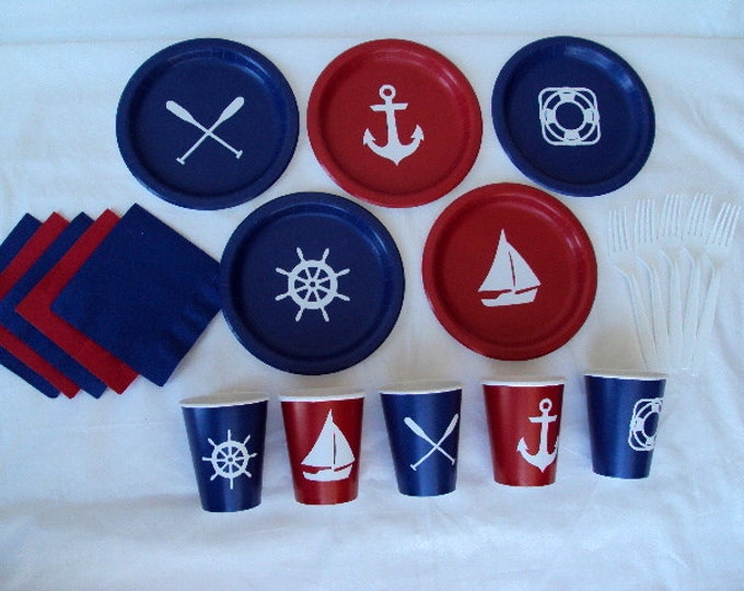 Nautical Party Tableware Set for 5 People