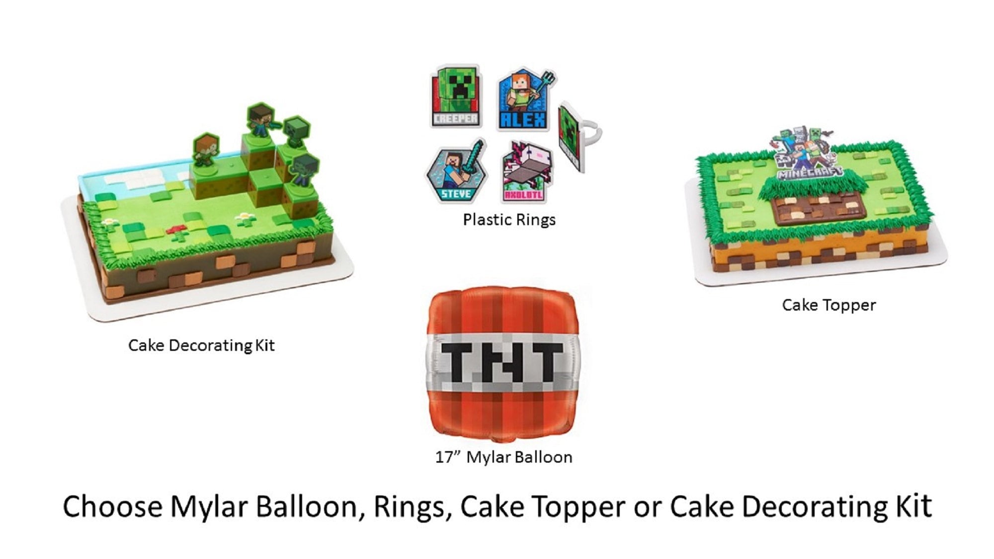 Minecraft Balloon, Rings, Cake Kit