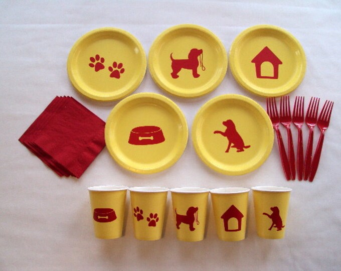 Puppy Tableware Set for 5 People, Dog Tableware